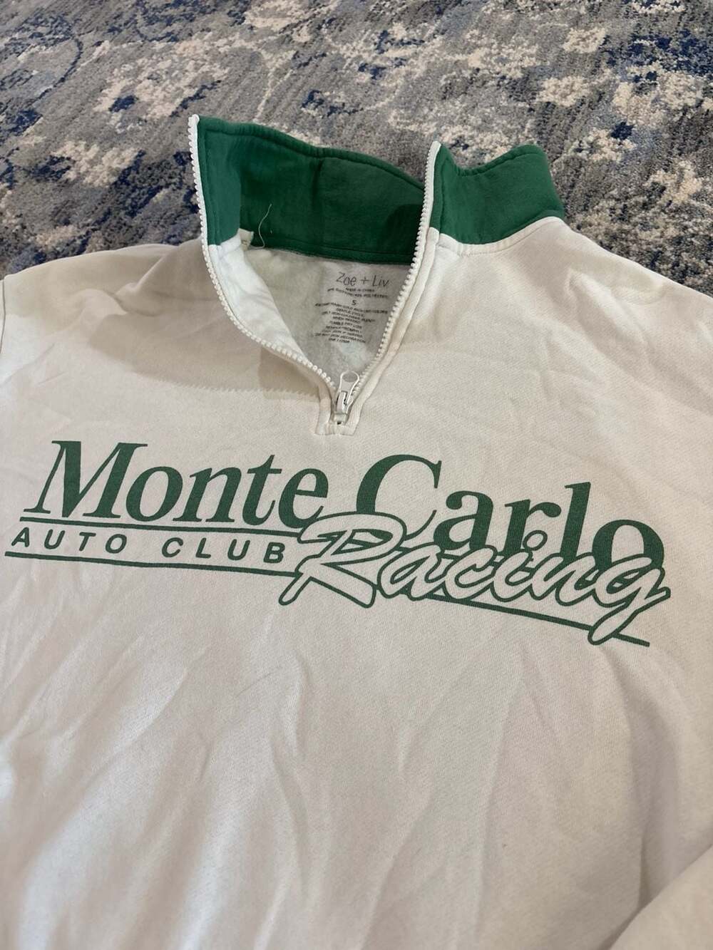 Zoe + Liv Monte Carlo Auto Club Racing Size S Quarter Zip Sweatshirt